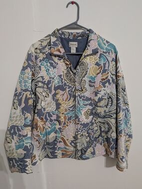 Chico's Floral Paisley Zip Jacket - Multicolor Pastel